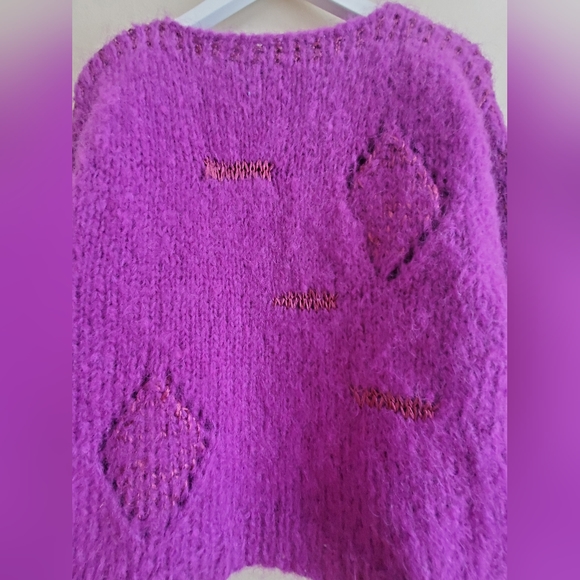 Vintage Franco Valeri Sweater purple colour mingle with accent magenta yarns - Picture 3 of 7